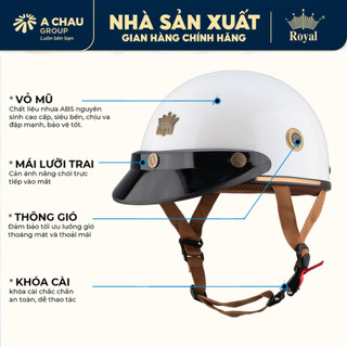 Mũ Bảo Hiểm 1/2 Royal M379A Kèm Lưỡi Trai Đi Xe Máy Cho Nam Và Nữ, Bảo Hành 12 Tháng Chính Hãng