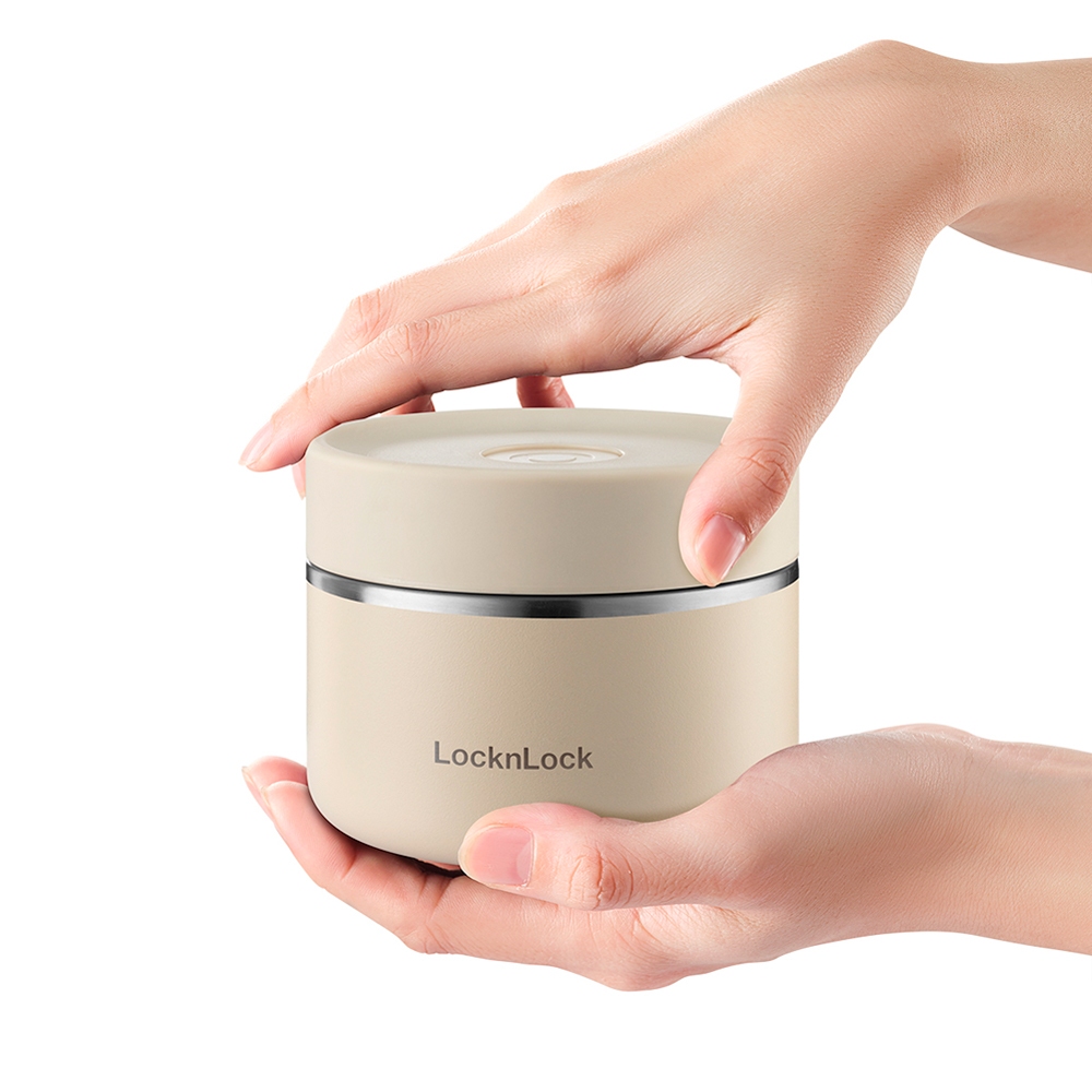 Bộ hộp cơm giữ nhiệt Lock&Lock Pump Vacuum Lunch Box (300ml*2, 500ml*1, bộ đũa và thìa, túi) LHC8052S02 | BigBuy360 - bigbuy360.vn