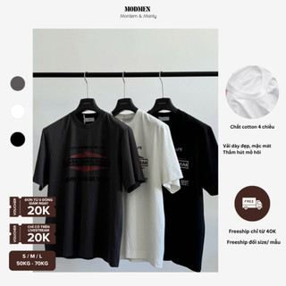 Áo Thun Nam Cotton 4 Chiều Form Regular Tay Ngắn In Chữ Basic Phong Cách Hàn Quốc Dễ Phối Đồ XT5593 MODMEN