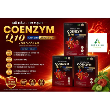 Coenzym Q10 mỡ máu tim- hỗ trợ chống oxy hoá, giảm mỡ máu, giảm nguy cơ xơ vữa động mạch(hộp 30 viên)