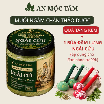 Muối ngâm chân Ngải cứu AN MỘC TÂM hũ 200g, giúp ngủ ngon, giảm tê bì tay chân, lưu thông khí huyết 2205