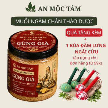 Muối ngâm chân thảo dược An Mộc Tâm, hũ 200g muối gừng ngải cứu, giảm tê bì tay chân, hỗ trợ ngủ ngon