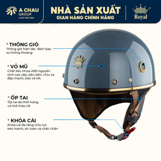 Mũ bảo hiểm nửa đầu Royal M379 có đệm cổ da cao cấp, tháo rời linh hoạt kèm lưỡi trai đen che nắng
