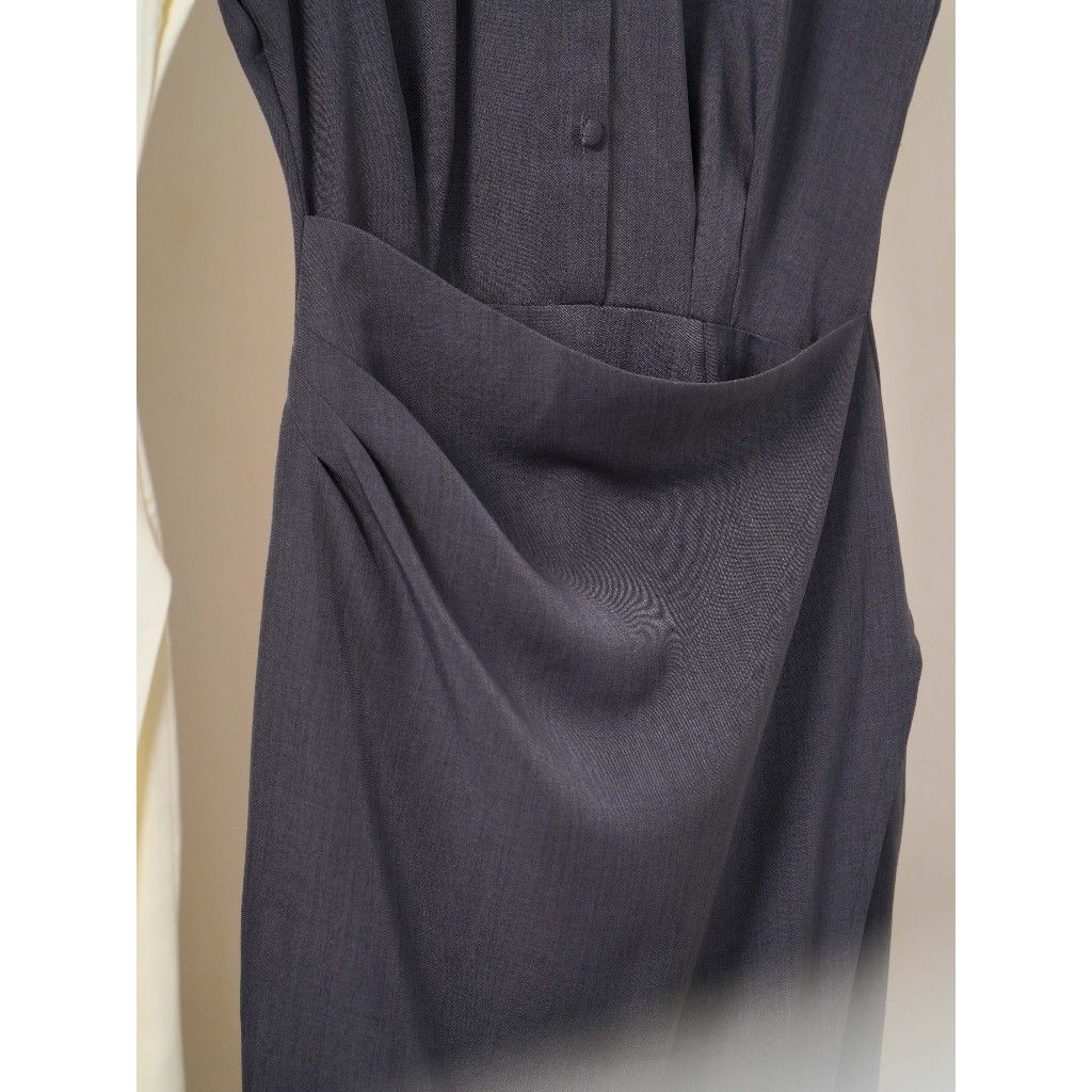Vella Fashion Đầm công sở cổ sơ mi dáng ôm nhẹ màu nâu camel thanh lịch VD25077