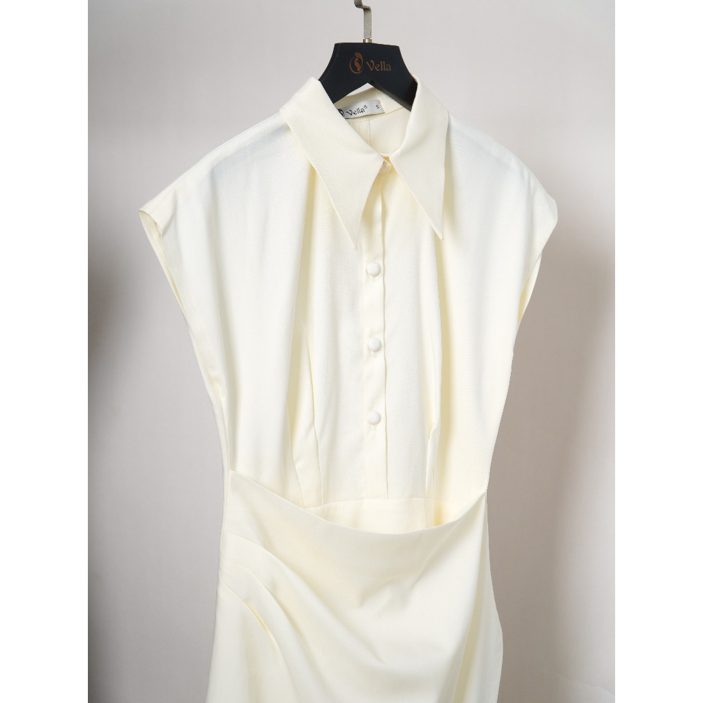 Đầm công sở cổ sơ mi tay ngắn dáng ôm - Vella Fashion VD25077