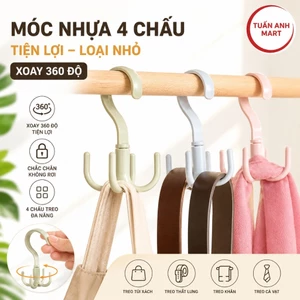 Combo 10 cái Móc Nhựa 4 Chấu Tiện Lợi Loại Nhỏ Xoay 360 Độ