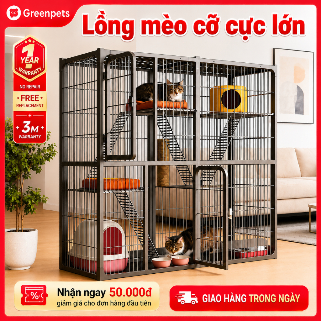 🐈GreenPets🐕Chuồng mèo nan sắt 2-3-4 tầng rộng rãi thoáng khí lắp ghép thông minh chắc chắn không gian cực lớn