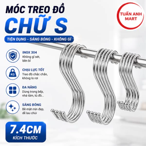 Combo 30 cái móc treo đồ chữ S tiện dụng sáng bóng không gỉ 7.4cm
