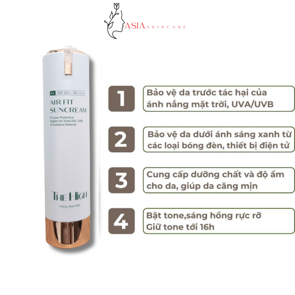 Kem Chống Nắng Nâng Tone The High Airfit Sun Cream Thay Lớp Makeup Tự Nhiên 50ml