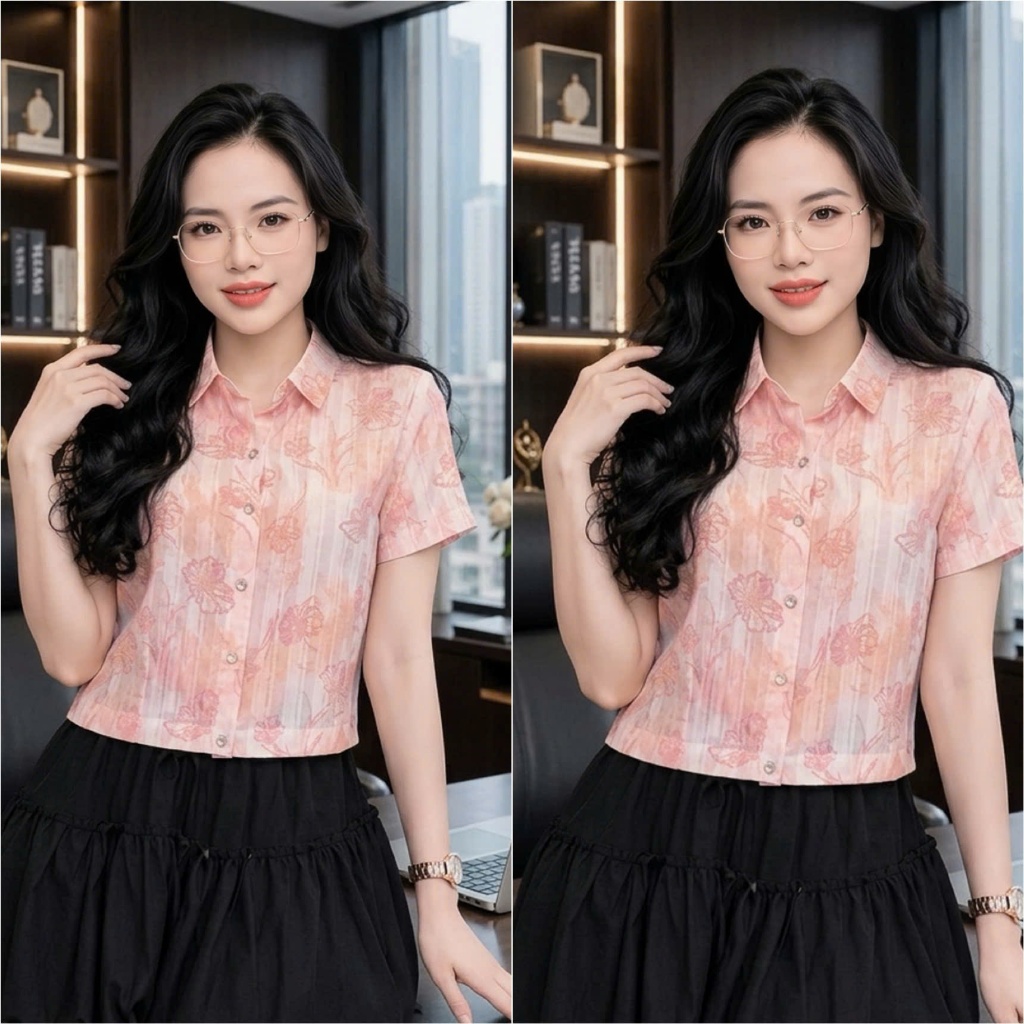 HT51. Áo Hoa Form Vừa Chất Mát Tay Cộc Phù Hợp Mọi Hoạt Động Hàng Ngày Kích Thước Từ 40-70kg