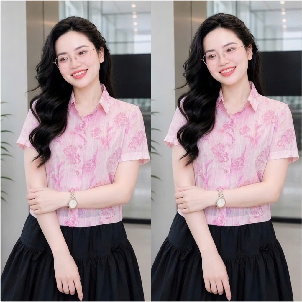 HT51. Áo Hoa Form Vừa Chất Mát Tay Cộc Phù Hợp Mọi Hoạt Động Hàng Ngày Kích Thước Từ 40-70kg