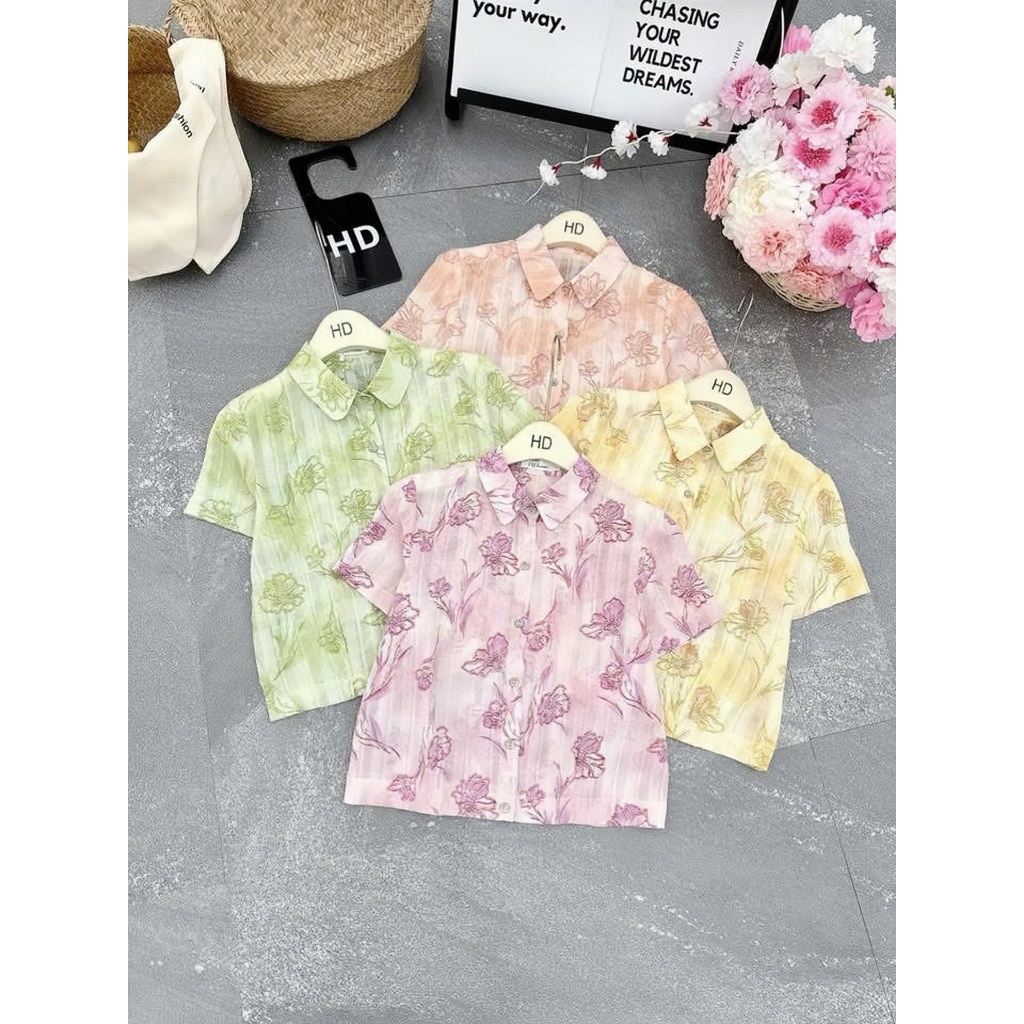 HT51. Áo Hoa Form Vừa Chất Mát Tay Cộc Phù Hợp Mọi Hoạt Động Hàng Ngày Kích Thước Từ 40-70kg