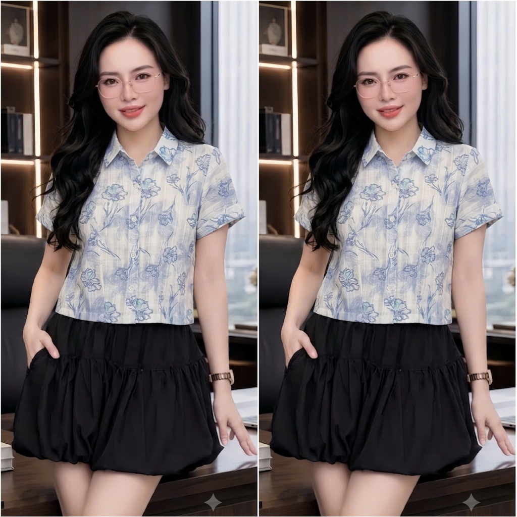 HT51. Áo Hoa Form Vừa Chất Mát Tay Cộc Phù Hợp Mọi Hoạt Động Hàng Ngày Kích Thước Từ 40-70kg