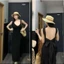 Đầm 2 dây dáng dài phối ren hở lưng cột nơ có mút,chất thun Ladong