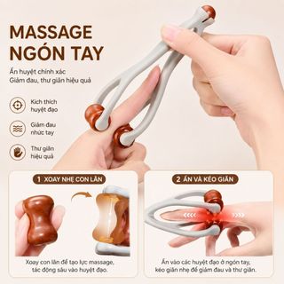 Dụng cụ massage ngón tay con lăn gỗ nguyên khối kích thích huyệt đạo giảm đau mỏi DC001 VIOTA FIT