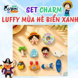 [ĐỘC QUYỀN] Set Charm One Piece Luffy Mùa Hè Biển Xanh – Pirate Beach Vacation Collection Trang Trí Dép Cute 10 Chi Tiết