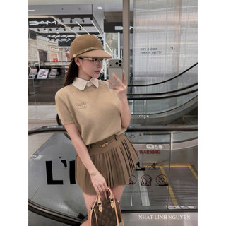 •𝙆𝙞𝙣𝙜𝙨𝙝𝙤𝙥𝙗𝙚𝙖𝙪𝙩𝙮•Áo Len Cộc Tay Nâu Cổ Tròn QC