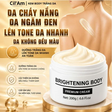 Kem Body Dưỡng Trắng Da Cao Cấp, Kem Body Trắng Da Cấp Tốc Brightening Body Premium Cream hũ 200G