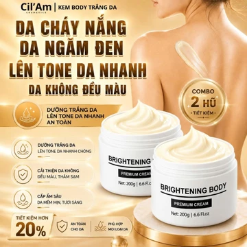 Combo 2 Hũ Kem Body Dưỡng Trắng Da Cao Cấp, Kem Body Trắng Da Cấp Tốc Brightening Body Premium Cream hũ 200G