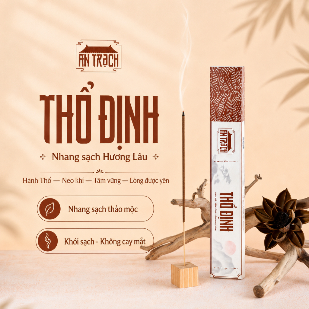 Nhang Sạch Hương Lâu Thổ Định AN TRẠCH - Nhang Rễ Bài Cổ Truyền Ổn Định Trạch Khí, Bình An Gia Đạo (Hành Thổ 30cm)