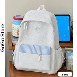 Balo đi học nữ basic màu xám cho học sinh cấp 2, cấp 3 phong cách ulzzang B962 gagastore