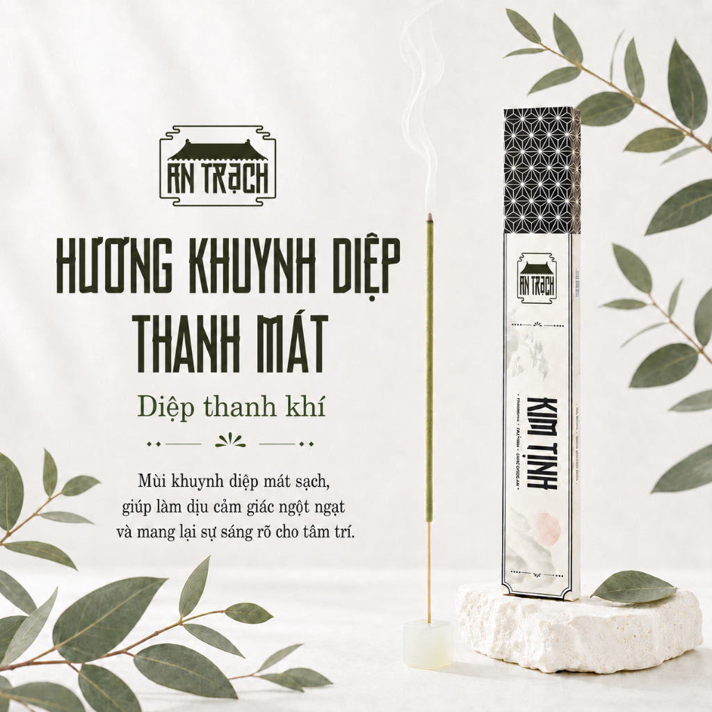 Nhang Sạch Khuynh Diệp Kim Tịnh AN TRẠCH - Nhang Thảo Mộc Tự Nhiên Thanh Lọc Không Khí, Khử Mùi (Hành Kim 30cm 39 Nén)