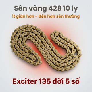 Nhông Sên Dĩa Giá Rẻ: Dĩa vàng đồng + Sên vàng 428H 10 ly (14T-38T-114L) – Exciter 135 đời 5 số