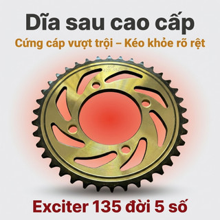 Nhông Sên Dĩa Giá Rẻ: Dĩa vàng đồng + Sên vàng 428H 10 ly (14T-38T-114L) – Exciter 135 đời 5 số