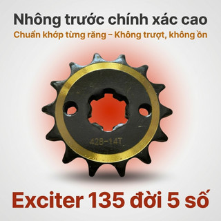 Nhông Sên Dĩa Giá Rẻ: Dĩa vàng đồng + Sên vàng 428H 10 ly (14T-38T-114L) – Exciter 135 đời 5 số