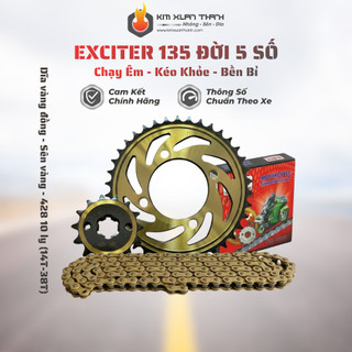 Nhông Sên Dĩa Giá Rẻ: Dĩa vàng đồng + Sên vàng 428H 10 ly (14T-38T-114L) – Exciter 135 đời 5 số