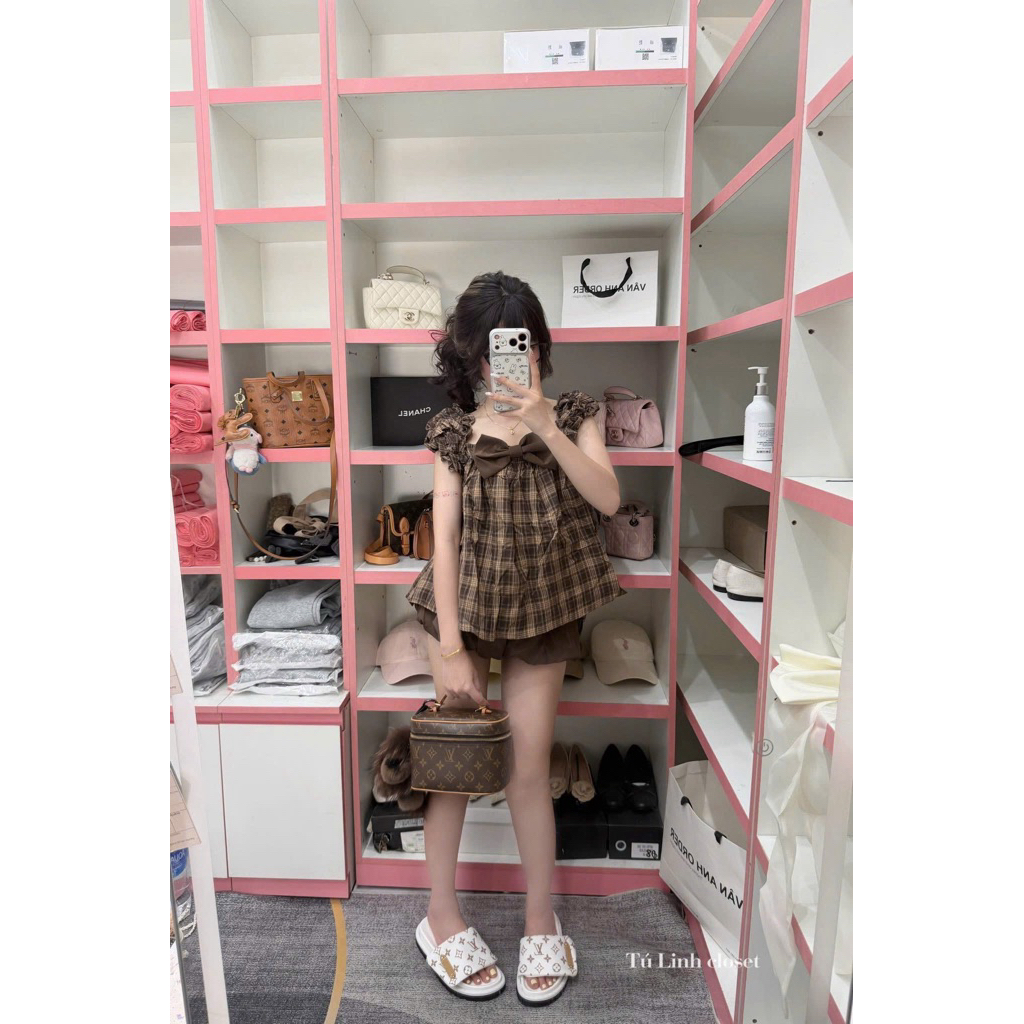 SET BỘ BÍ TAY BỒNG CHÂM BI CARO PHỐI NƠ EO