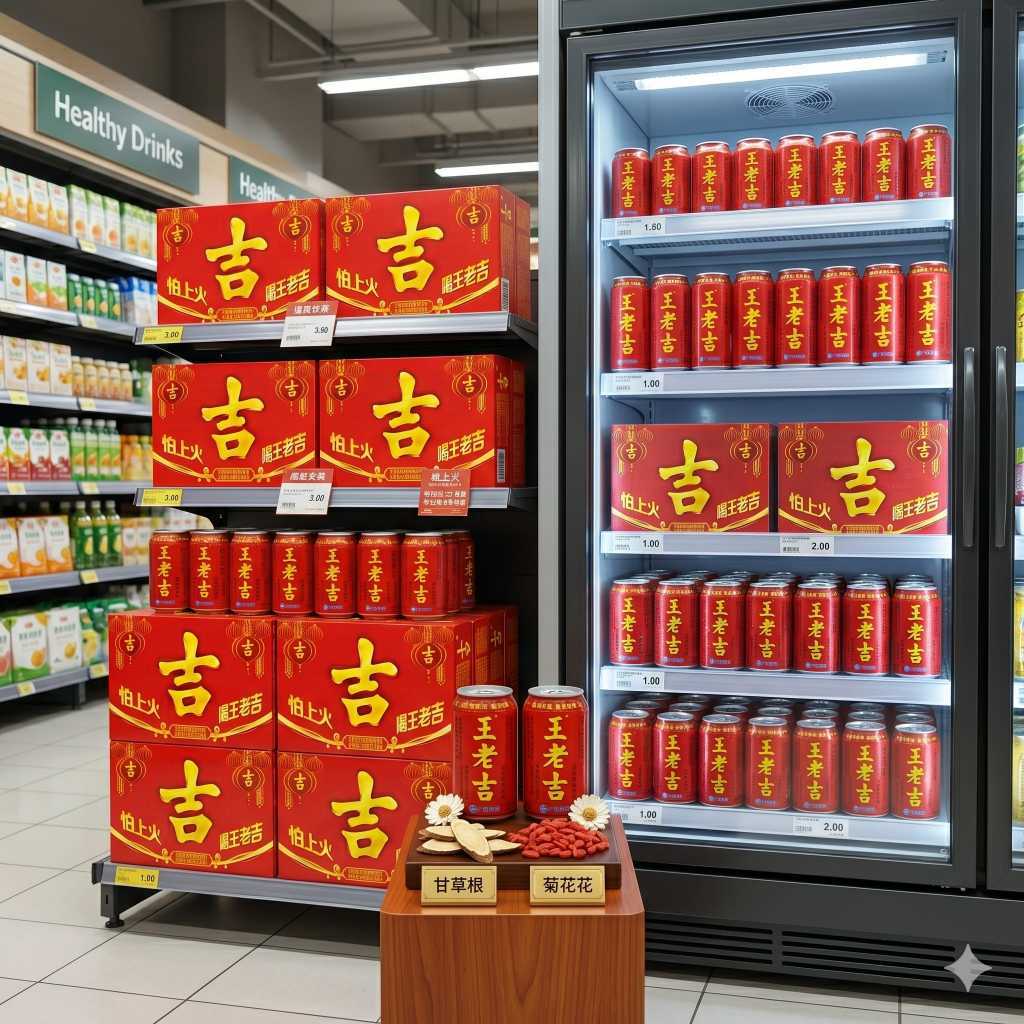Trà Sâm Trà Thảo Mộc Wanglaoji Vương Lão Cát – Nước Uống Giải Nhiệt Thanh Mát (Thùng 24 Lon)
