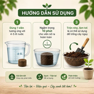 (Mua 5 Tặng 1) Viên Xơ Dừa Nén- Đất Sạch Trồng Cây, Trồng Rau