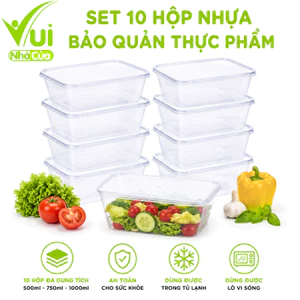 Set 10 Hộp Đựng Thực Phẩm Việt Nhật Cao Cấp GD343 - Bộ 10 Hộp Nhựa Đựng Thực Phẩm Có Nắp Đậy Kín