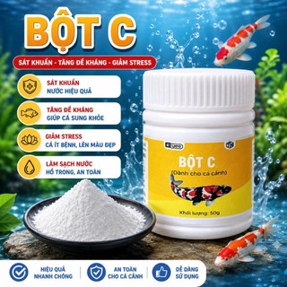 Bột C ( Nguyên Chất ) - Sát Khuẩn Hồ Cá Tăng Đề Kháng - Giúp Cá Sung Khoẻ Và Giảm Stress Cho Cá Cảnh