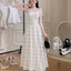 Váy Maxi Chấm Bi Buộc Dây Vai Màu Kem - Đầm Dài Xòe Nữ Tính,Tôn Dáng, Phù Hợp Đi Tiệc, Dạ Hội, Cafe