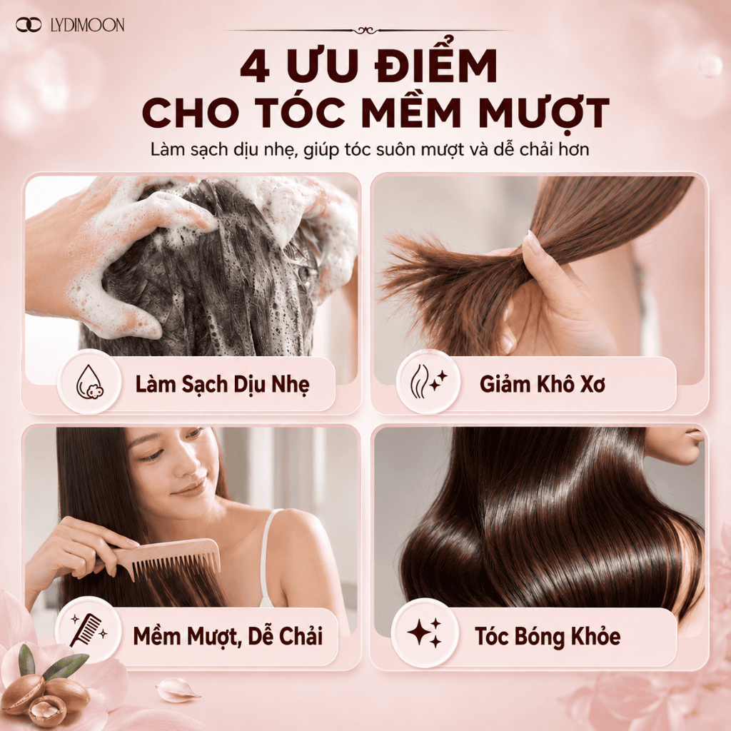Dầu Gội Cho Da Đầu Nhiều Dầu Và Gàu, Giảm Cảm Giác Ngứa, Làm Sạch Bã Nhờn, Argan LYDIMOON 500ml