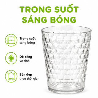 Cốc Nhựa Uống Nước, Trà Đá Vân Tổ Ong Hokori GD330 - Cốc Uống Nước Sinh Tố Vân Tổ Ong Chống Trơn