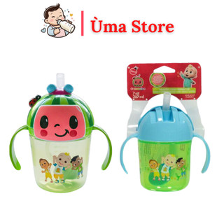 [ Hàng Mỹ ] Cốc tập uống có ống hút, cốc uống nước, bình nước tập uống Cocomelon, Babyshark Pinkfong cho bé từ 9m+ 200ml