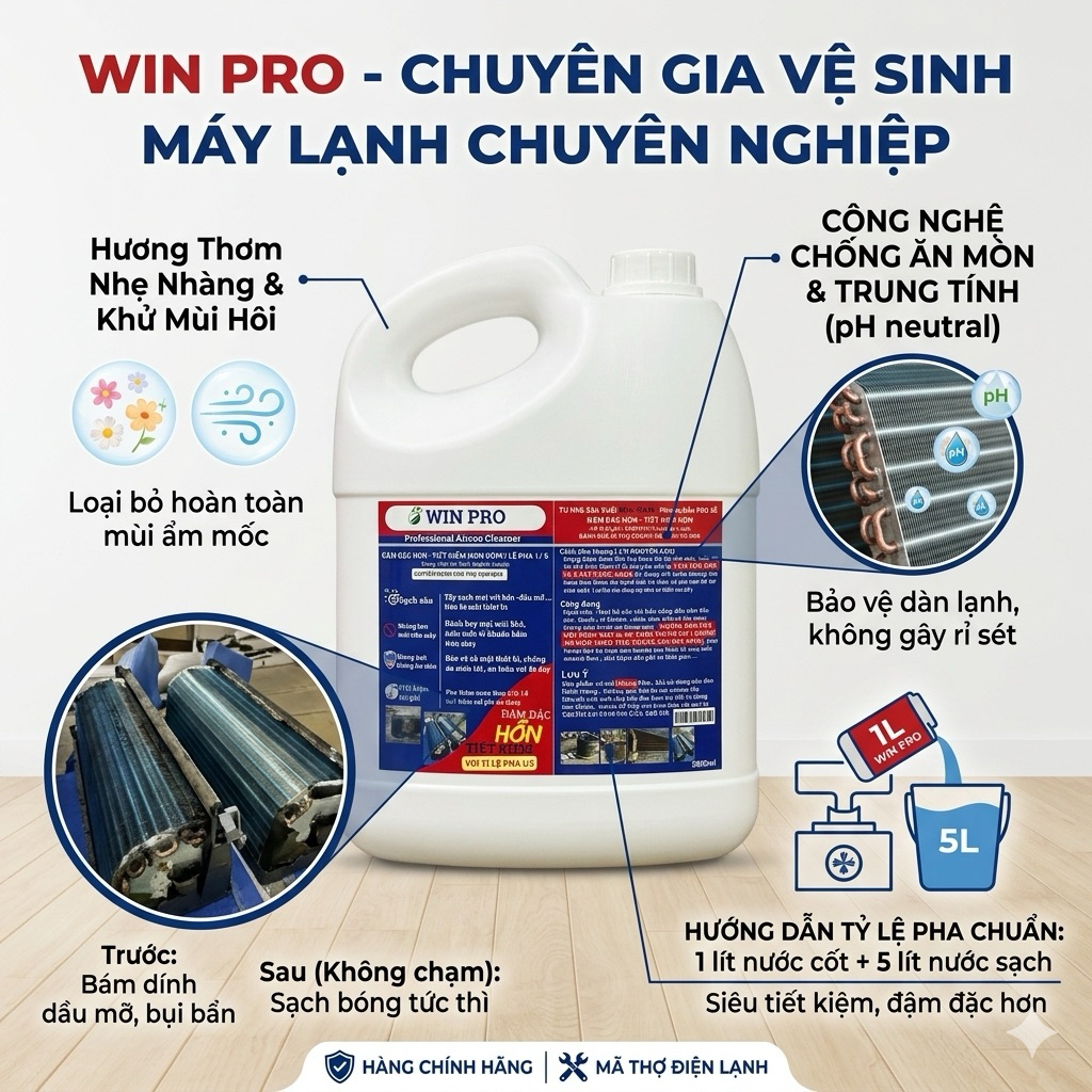 Nước Tẩy Dàn Lạnh Máy Lạnh -Máy Giặt Không Chạm Winpro bản Hương Thơm Chuyên Dành Cho Thợ
