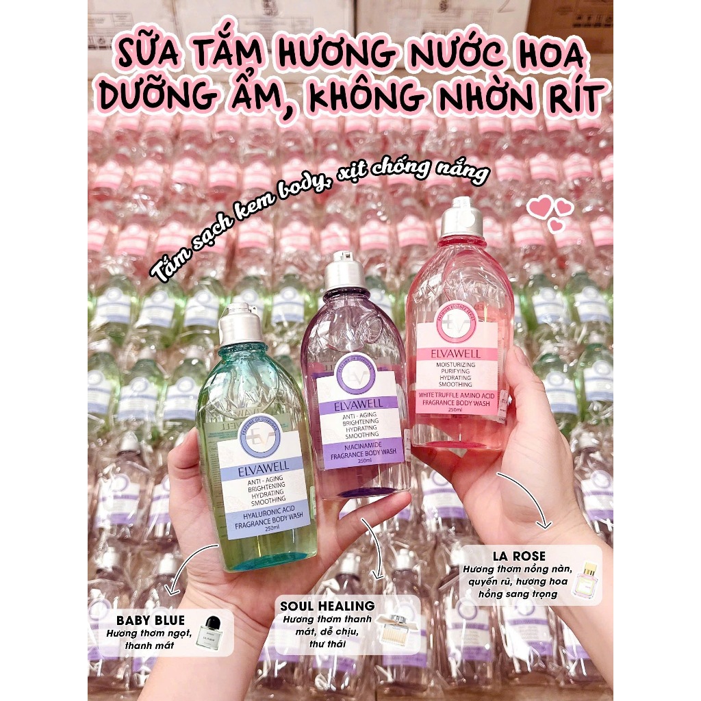 Sữa Tắm ELVAWELL 250ml Chính Hãng White Truffle Hương Nước Hoa Dưỡng Ẩm Làm Sáng Da