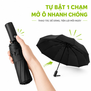 Ô Dù Che Mưa 2 Lớp 12 Nan Tự Bật Chống Nước GD324 - Ô Che Mưa Tự Bật Chống Tia UV Gấp Gọn Tiện Lợi