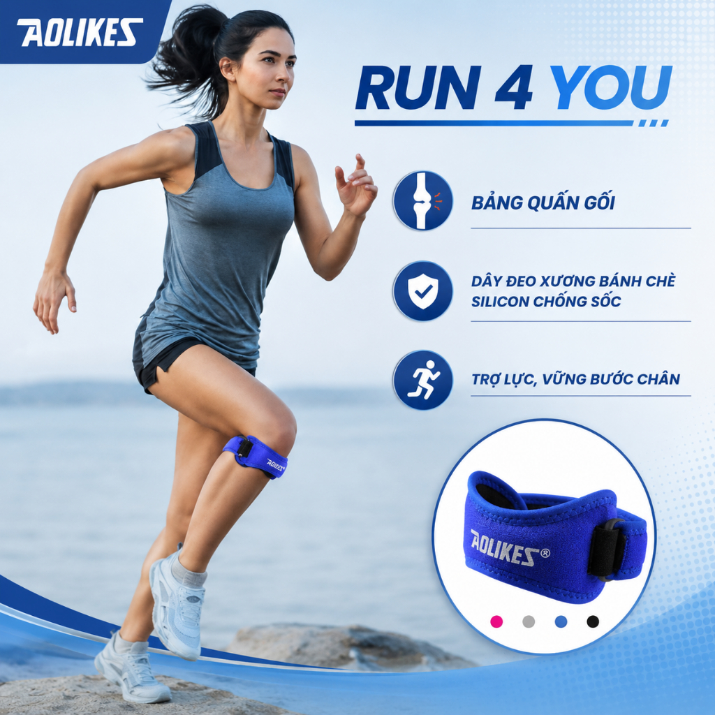 Băng Gối Thể Thao AOLIKES 7919 – Đệm EVA Giảm Đau Gối, Hỗ Trợ Tập Gym,Cầu Lông,Bóng Rổ, Pickeball