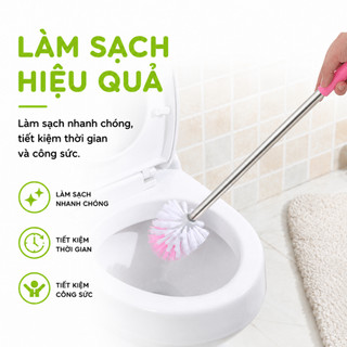 Cây Chà Cọ Sàn Bồn Cầu Tròn 2 Màu Việt Nhật GD320 - Chổi Cọ Nhà Vệ Sinh Cán Cong Việt Nhật GD321