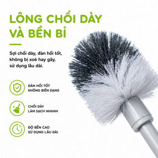 Cây Chà Cọ Sàn Bồn Cầu Tròn 2 Màu Việt Nhật GD320 - Chổi Cọ Nhà Vệ Sinh Cán Cong Việt Nhật GD321
