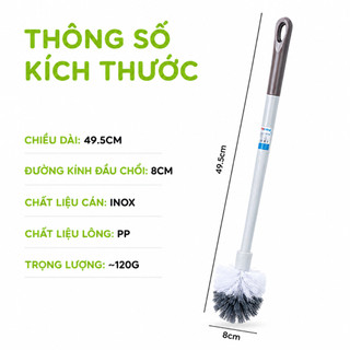 Cây Chà Cọ Sàn Bồn Cầu Tròn 2 Màu Việt Nhật GD320 - Chổi Cọ Nhà Vệ Sinh Cán Cong Việt Nhật GD321