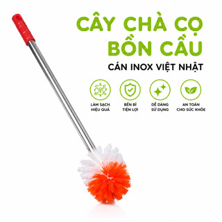 Cây Chà Cọ Sàn Bồn Cầu Tròn 2 Màu Việt Nhật GD320 - Chổi Cọ Nhà Vệ Sinh Cán Cong Việt Nhật GD321