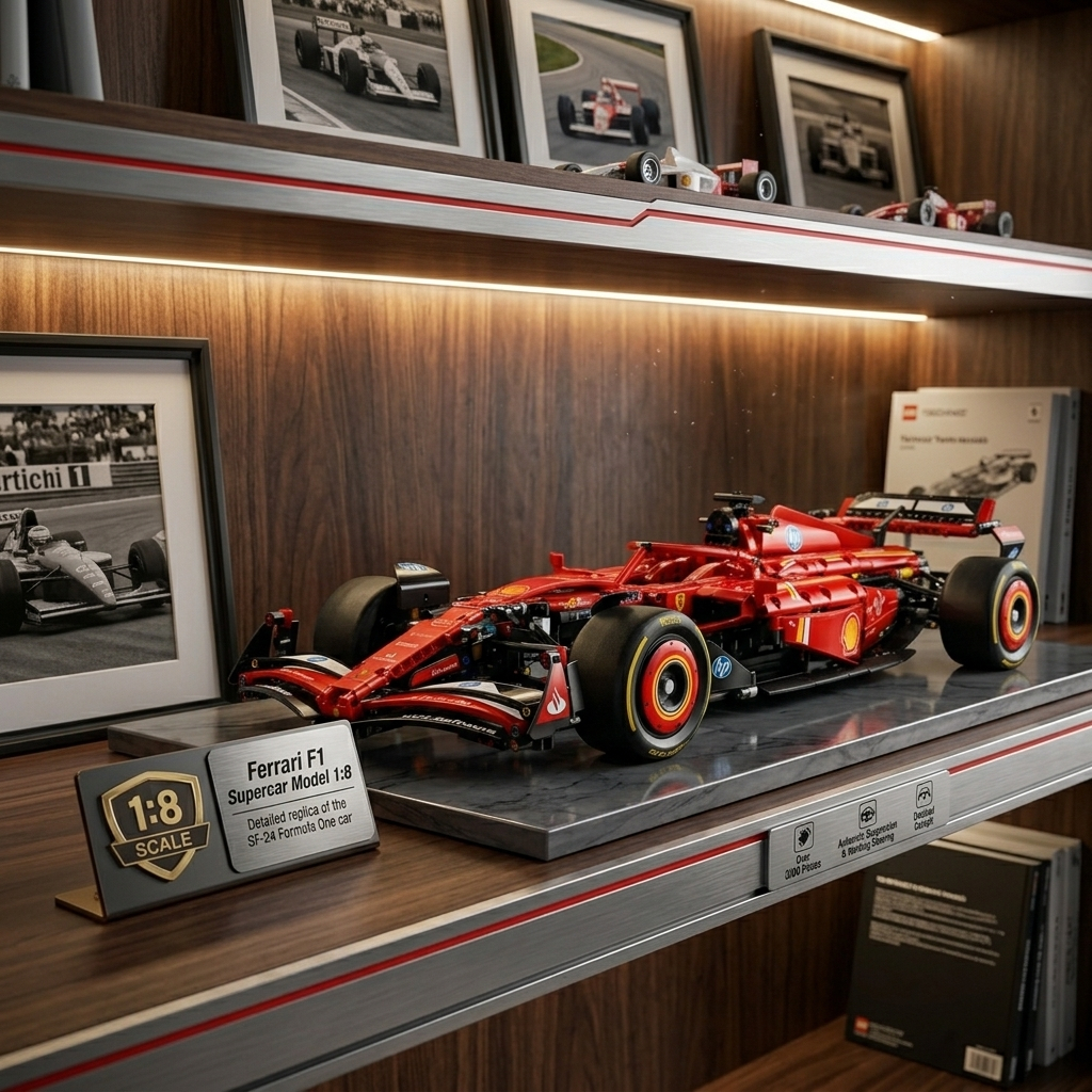 Mô Hình Lắp Ráp Siêu Xe Xe F1 Ferrari Technic SF24 Màu Đỏ Tỉ Lệ 1:8 Cao Cấp 1361 Mảnh MooBrick