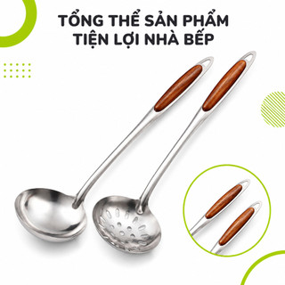 Muôi Múc Canh Cán Nhựa Chống Nóng Inox Không Gỉ GD317 - Muôi Thủng Ăn Lẩu Cán Nhựa Chịu Nhiệt GD318
