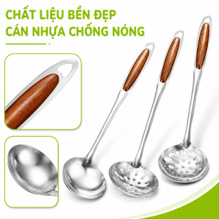 Muôi Múc Canh Cán Nhựa Chống Nóng Inox Không Gỉ GD317 - Muôi Thủng Ăn Lẩu Cán Nhựa Chịu Nhiệt GD318